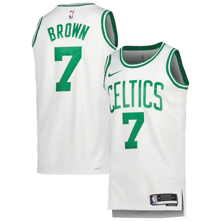 Men Boston Celtics 7 Jaylen Brown Nike White Association Edition 2022-23 Swingman NBA Jersey
